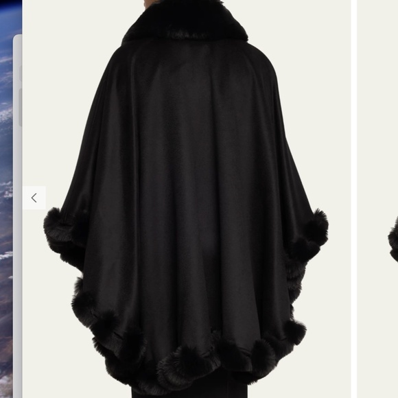 SOFIA CASHMERE Cashmere Faux Fur Trim Cape - Picture 6 of 6